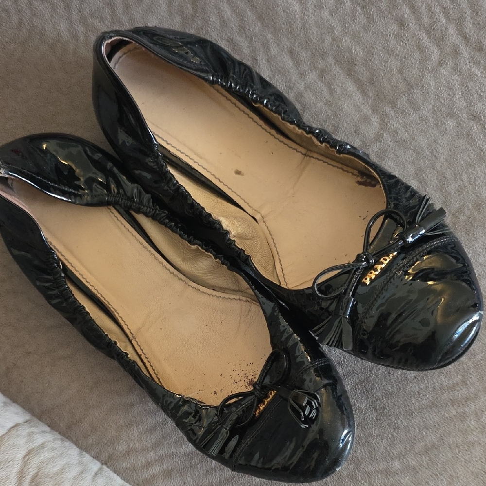 Prada Glossy Black Ballet Flats